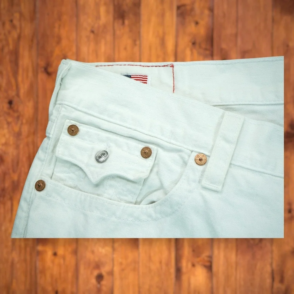 Vintage True Religion White Y2K Ricky‎ Relaxed Straight Pants Size: 44